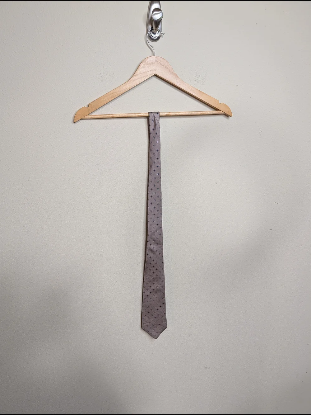 Anthony Foxx Tie Taupe Mauve Blue Diamond Floral Foulard Classic Mens‎ Necktie